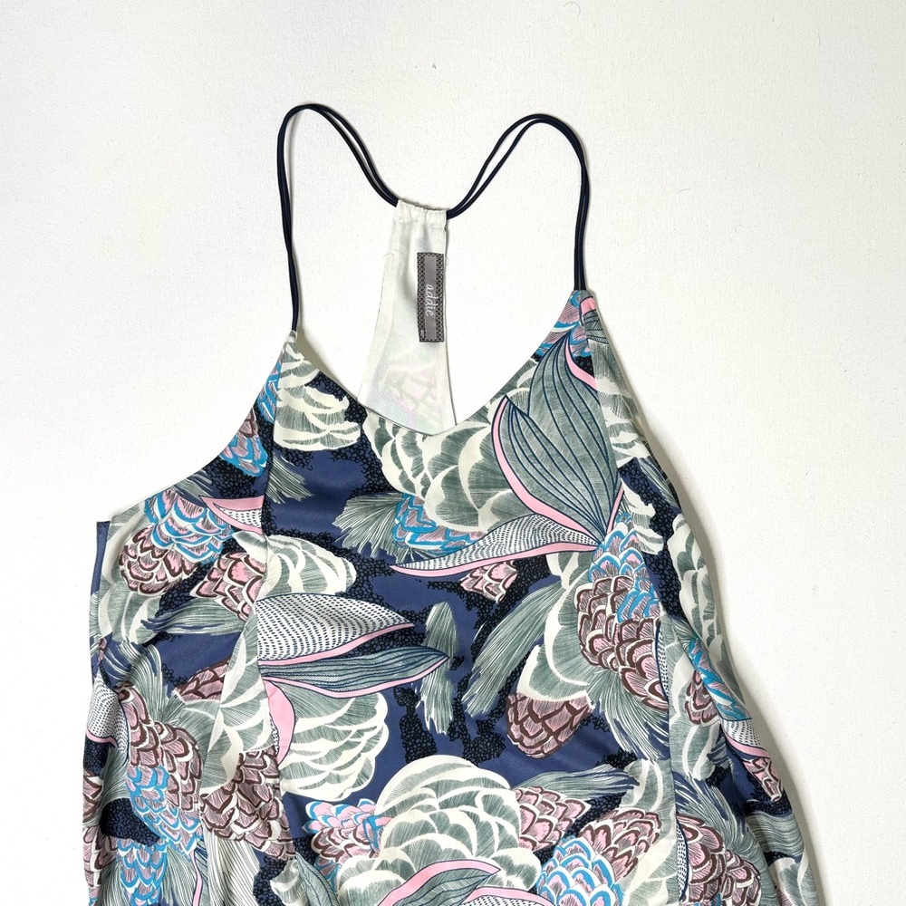 Addie Floral Halter Racerback Dress with Leaf Pattern Size Large - Picture 2 of 10
